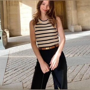 Commense Leisure Stripe Knit Crop Top - NWT